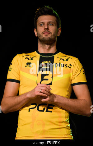 Belchatow, Poland. 25th Oct, 2015. Michal Winiarski, pictured during official presentation of PGE Skra Belchatow team for 2015/2016 volleyball season. Credit:  Marcin Rozpedowski/Alamy Live News Stock Photo