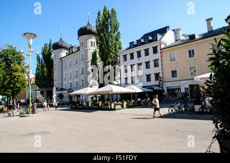 Town hall, Lienz, Tyrol, Austria. in the main pedestrian and shopping street Stock Photo