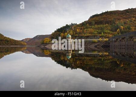Autumn colours showing in the Elan Valley mid Wales in Powys on a still morning Stock Photo