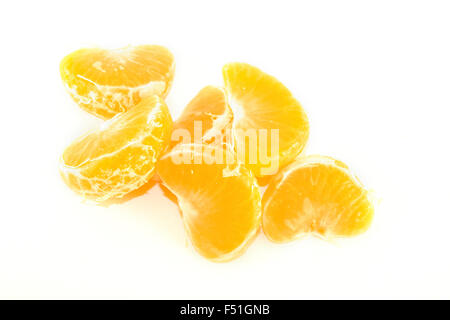 Orange mandarin sections, isolated on white background Stock Photo