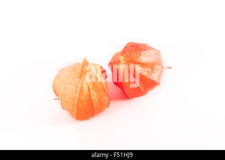 Closeup on two physalis, on a white background Stock Photo
