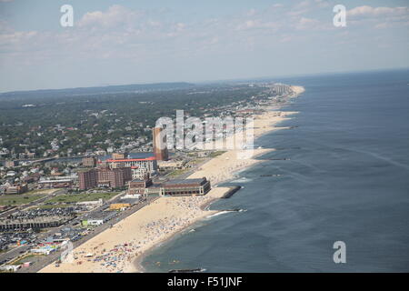 Aerial view of Asbury Park Beach and Convention Hall, Monmouth County, New Jersey (facing North) Stock Photo