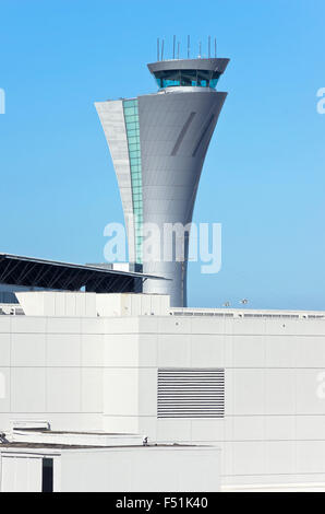air traffic control tower at san francisco california airport of modern architectural design Stock Photo