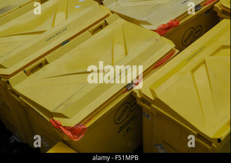 Clinical waste bins at St Thomas Hospital London Stock Photo