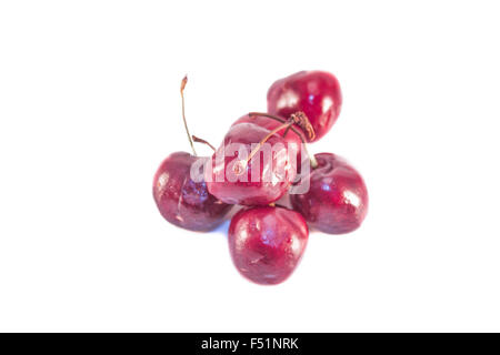 A pile of cherrys, prunus avium, isolated on white background Stock Photo