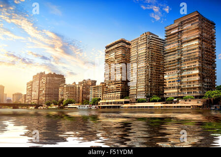 Buildings of Cairo on the bank of Nile Stock Photo