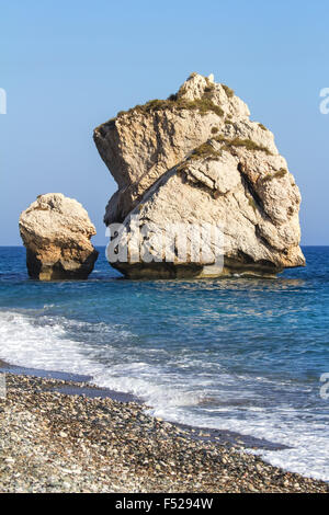 Rock formations on the beach, Petra Tou Romiou, Aphrodite's Birthplace, Cyprus Stock Photo