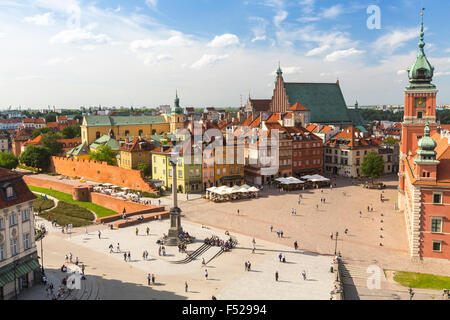 Warsaw Castle Square in the old town, the view from the top. Stock Photo