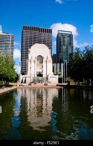 Anzac Memorial reflected in pool Hyde Park Sydney New South Wales NSW Australia Stock Photo