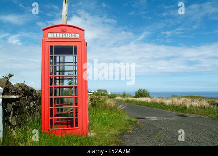 Telephone box in the country, isle of skye, scotland, great-britain, europe Stock Photo