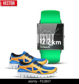 Design example sport wrist Smartwatch for run Stock Vector