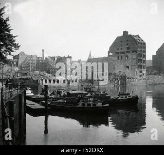 Buildings damaged by the bombing , Bremen , Germany Stock Photo