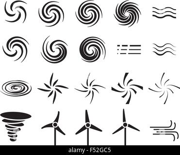 Set of wind icons in many style, Vector Stock Vector