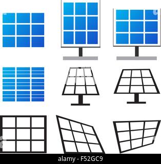 Set of solar panels in many style , Vector Stock Vector