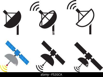 Set of satellite icons, Vector illustration Stock Vector