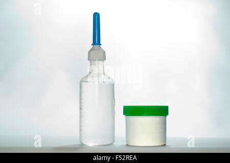 Generic phosphate enema and glycerin suppositories for the relief of constipation. Stock Photo
