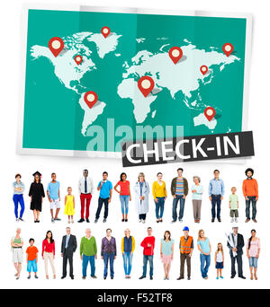 Check In Cartography Location Spot Travel World Global Concept Stock Photo