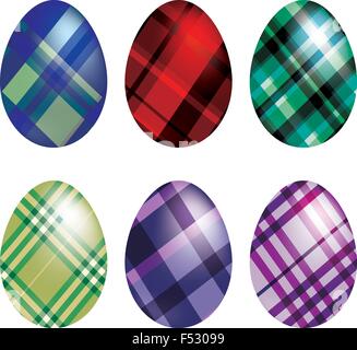 Tartan Easter egg set in vector format. Stock Vector