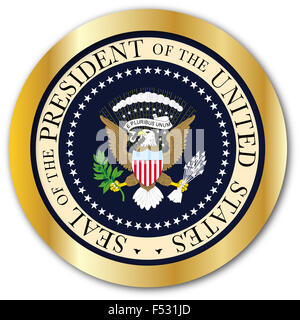 A depiction of the seal of the president of the United States of America as a button Stock Photo