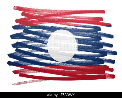 Flag illustration made with pen - Laos Stock Photo