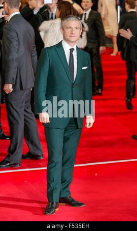 London, Britain. 26th Oct, 2015. British actor Martin Freeman attends the world premiere of the new James Bond film 'Spectre' at the Royal Albert Hall in London, Britain, 26 October 2015. Spectre is the 24th official James Bond film and is released in the United Kingdom on 26 October. Photo: Hubert Boesl/dpa - NO WIRE SERVICE -/dpa/Alamy Live News Stock Photo