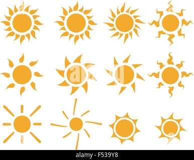 Set of sun icons in many style, Vector Stock Vector