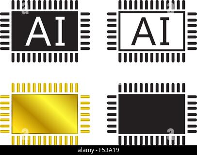 AI system icon and cpu symbol, Vector illustration Stock Vector