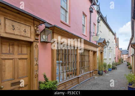 Shopping in Castle square Ludlow, Shropshire, England Stock Photo