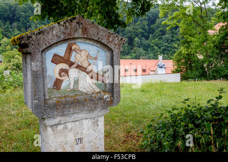 One of the Fourteen Stations of the Cross at Weltenburg Abbey, Bavaria, Germany. Dating from the 18th Century. Stock Photo
