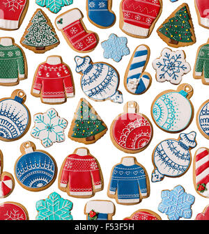 Seamless texture with Christmas gingerbread cookies Stock Photo