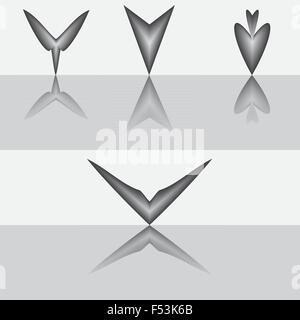 Set of abstract fancy arrow logos, signs or symbols in black and white. Vector illustration. Stock Vector