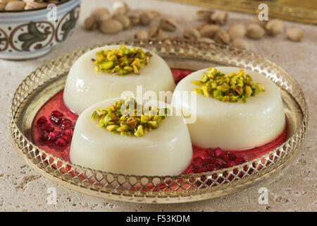 Mouhalabieh. Lebanese milk dessert. Lebanon Food Stock Photo