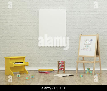 kids game room interior 3d rendering image Stock Photo