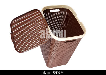 brown laundry basket isolated on a white background Stock Photo