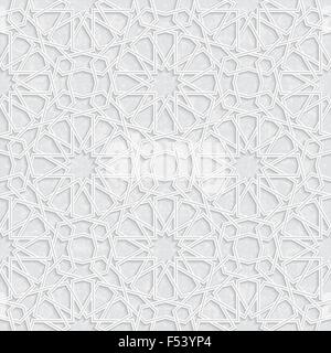 Arabesque Star Pattern with Grunge Light Grey Background, Vector Illustration Stock Vector