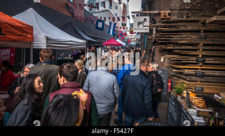 The bustling and lively Matlby Street Market, looking down Ropewalk. Stock Photo