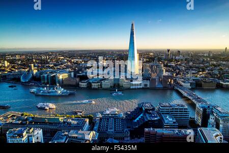 London south bank view taken from the Sky Garden viewing gallery at 20 Fernchurch Street London Stock Photo