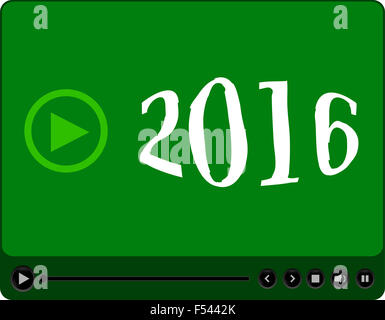 Video player for web with 2016 symbol, media player with new year concept Stock Photo