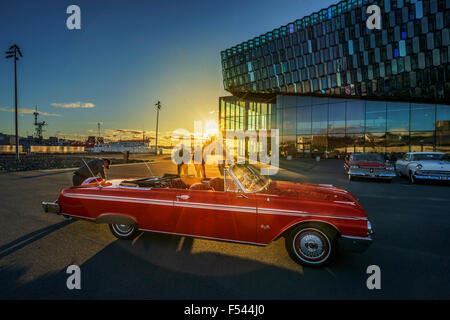 Red Ford Galaxie 500 Convertible, Reykjavik, Iceland Stock Photo