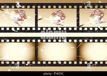 Retro movie strips with tulips and without something Stock Vector