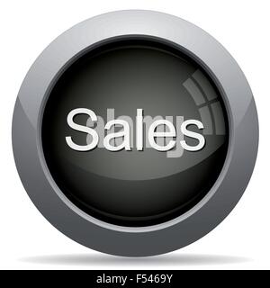 Gray glossy sales concept button. Arranged layer structure. Stock Vector