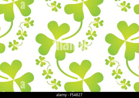 Seamless shamrock vector pattern on white Stock Vector