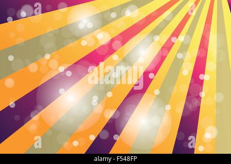 Vintage poster with rainbow color sunbeams and bokeh - vector illustration Stock Vector
