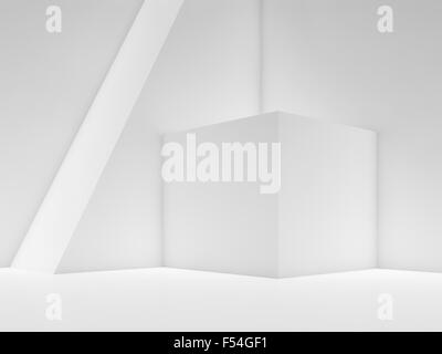 Empty white abstract interior with angle of light in gate, 3d ...