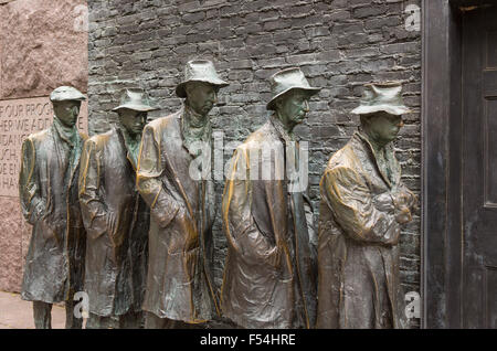 WASHINGTON, DC, USA - Franklin Roosevelt Memorial. Bronze sculpture of depression bread line. Stock Photo