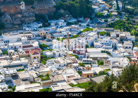 Greece trip 2015, Rhodos island, Lindos, overview of Lindos Stock Photo