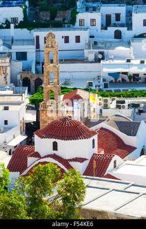 Greece trip 2015, Rhodos island, Lindos, Overview of Lindos Stock Photo