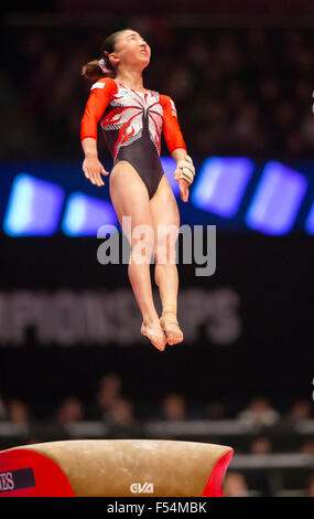 Glasgow, Scotland. 27th Oct, 2015. FIG Artistic Gymnastics World Championships. Day Five. Asuka TERAMOTO (JPN) performs her Vault during the Women's Team Finals. Credit:  Action Plus Sports/Alamy Live News Stock Photo