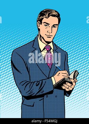 Male businessman with a notebook Stock Vector