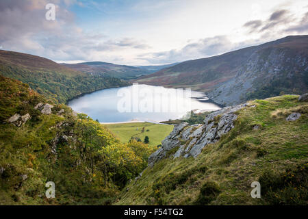 View of Lough Tay (Guinness Lake) and Luggala in the Wicklow Mountains, Ireland Stock Photo